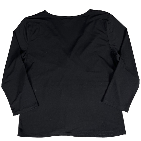 4/$32 Grace Elements size large silky black 3/4 sleeve stretchy vneck shirt EUC - Picture 4 of 7